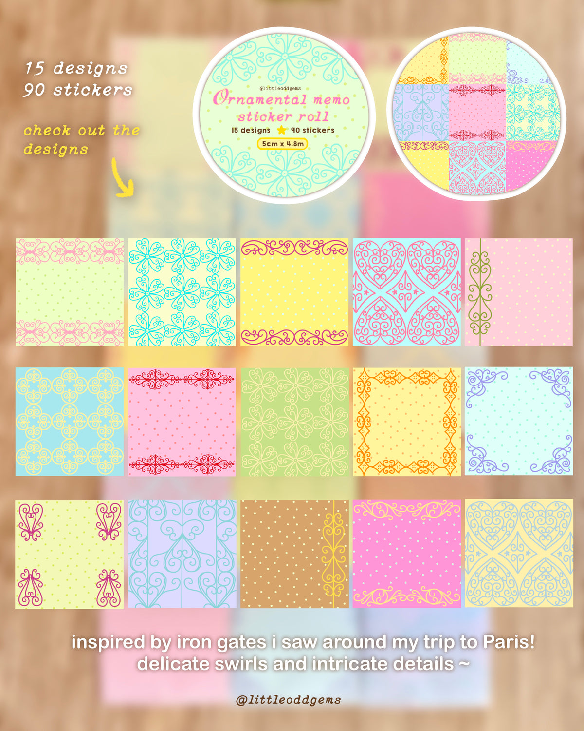 ornamental memo sticker roll image 3