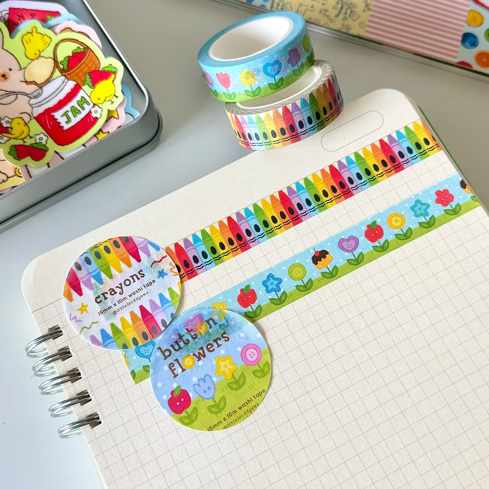 button flowers washi tape