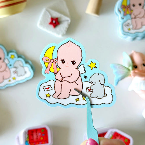 cherub in the clouds sticker flake